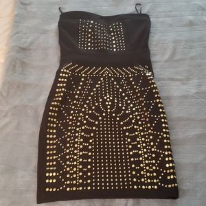Y2K Worn once black dress with gold studs
